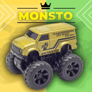 Monsto Metallic Gold Monster truck Van, Monster truck friction power
